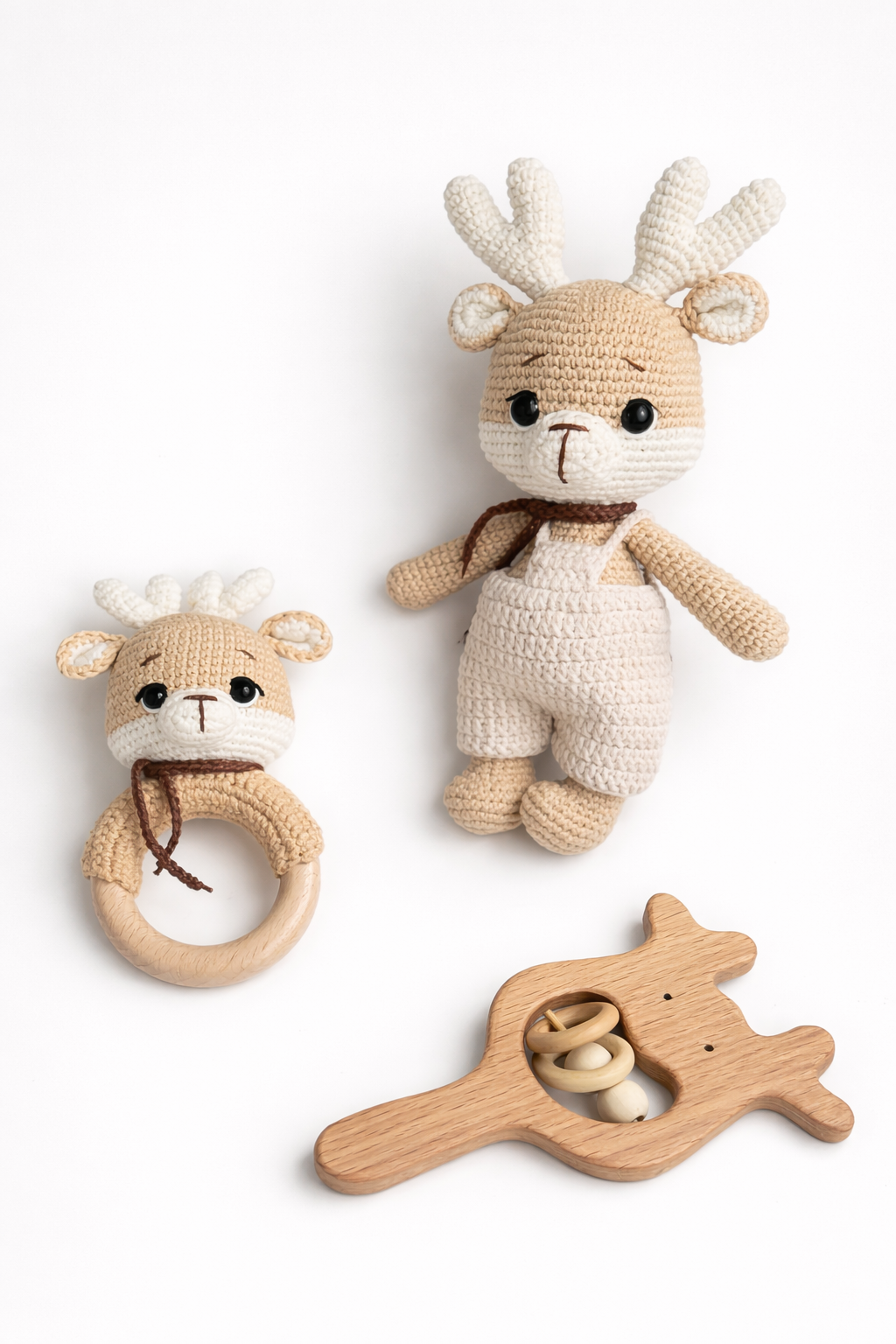 AMIGURUMI CROCHET REINDEER BABY GIFT SET – 3 PIECE