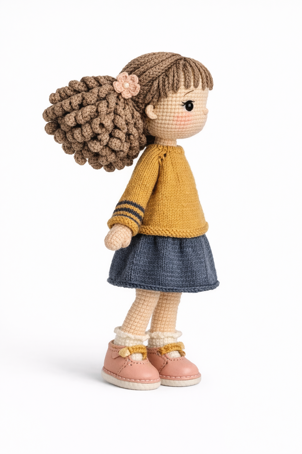 HANDMADE MUSTARD SWEATER GIRL DOLL