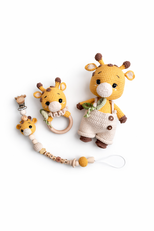 AMIGURUMI CROCHET GIRAFFE BABY GIFT SET – 3 PIECE