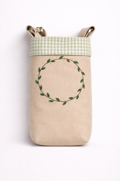 GREENWREATH-CROSSBODY BOTTLE CARRIER BAG