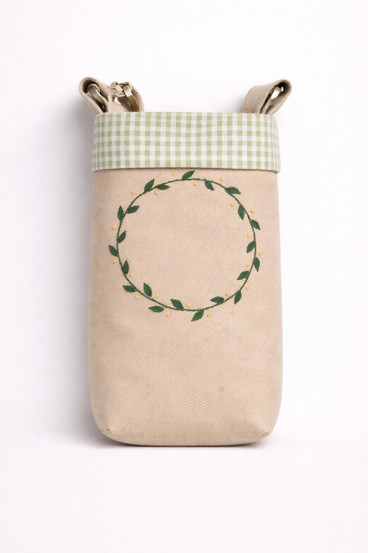 GREENWREATH-CROSSBODY BOTTLE CARRIER BAG