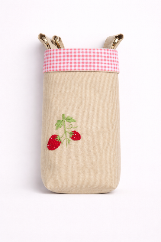 STRAWBERRY-CROSSBODY BOTTLE CARRIER BAG
