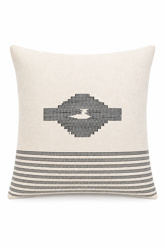HOUSSE DE COUSSIN GÉOMÉTRIQUE NOIRE