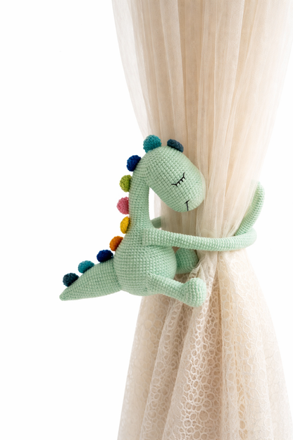 HANDMADE CROCHET DINOSAUR CURTAIN TIEBACK