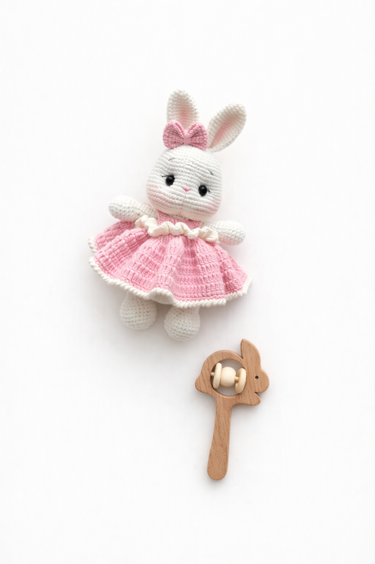 AMIGURUMI CROCHET BUNNY BABY GIFT SET – 2 PIECE
