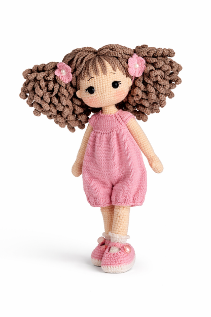HANDMADE PINK CURLY GIRL DOLL
