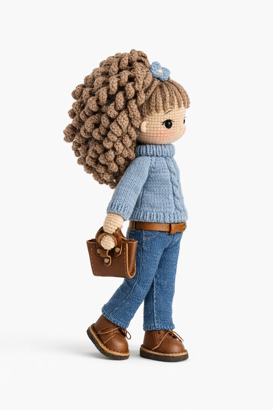 HANDMADE CROCHET GIRL TRAVEL DOLL