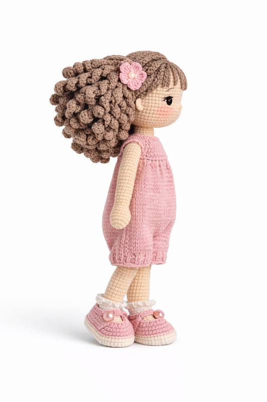 HANDMADE PINK CURLY GIRL DOLL