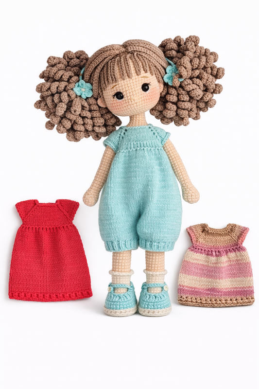 HANDMADE TURQUOISE CURLY GIRL DOLL