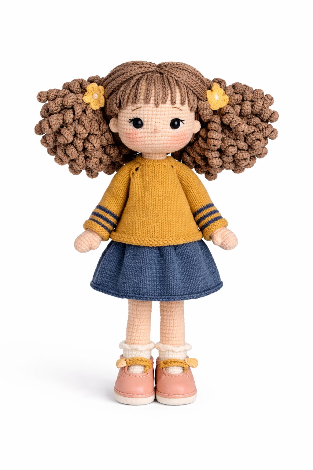 HANDMADE MUSTARD SWEATER GIRL DOLL