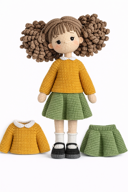 HANDMADE VINTAGE CURLY HAIR GIRL DOLL