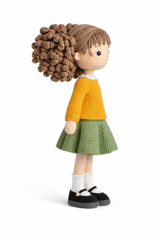 HANDMADE VINTAGE CURLY HAIR GIRL DOLL