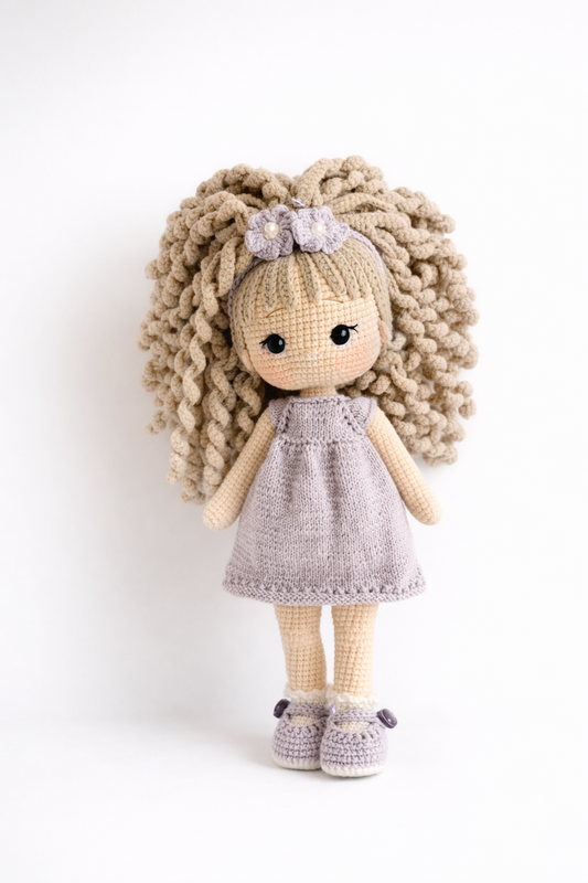 AMIGURUMI CROCHET DOLL WITH CURLY HAIR