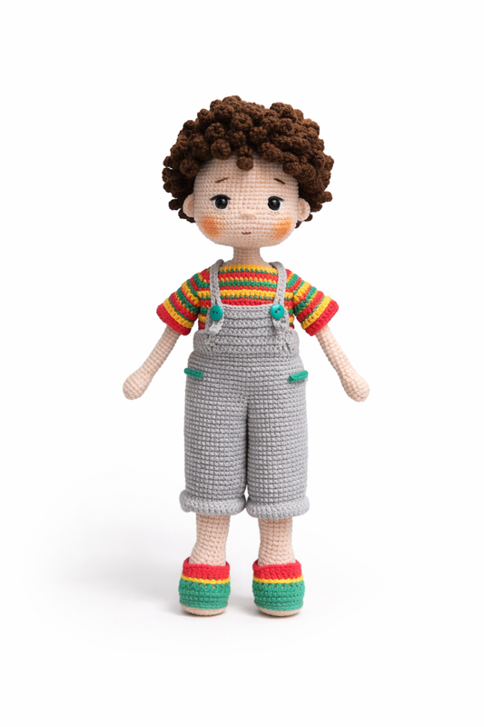 HANDMADE CROCHET OVERALLS DOLL