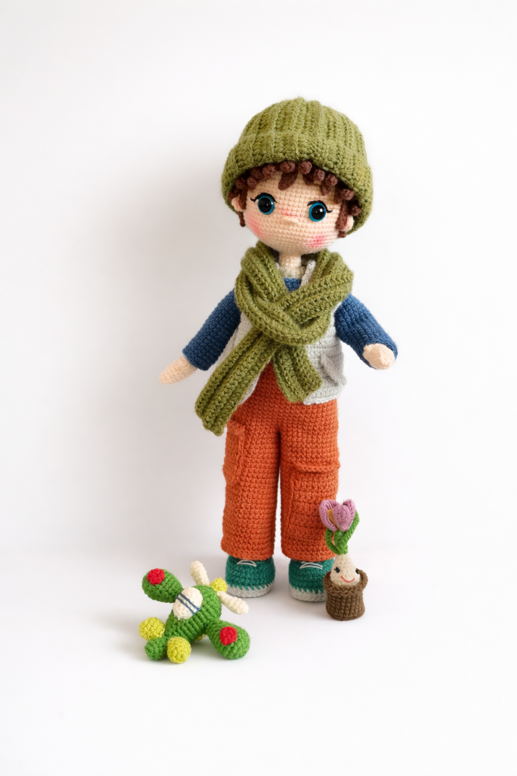 AMIGURUMI CROCHET BOY DOLL WITH ACCESSORIES