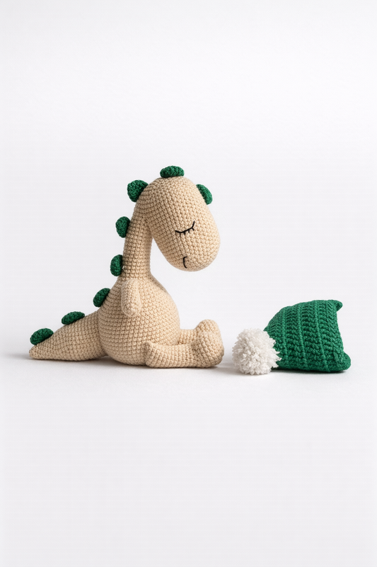 HANDMADE CROCHET DINOSAUR PLUSH WITH HAT