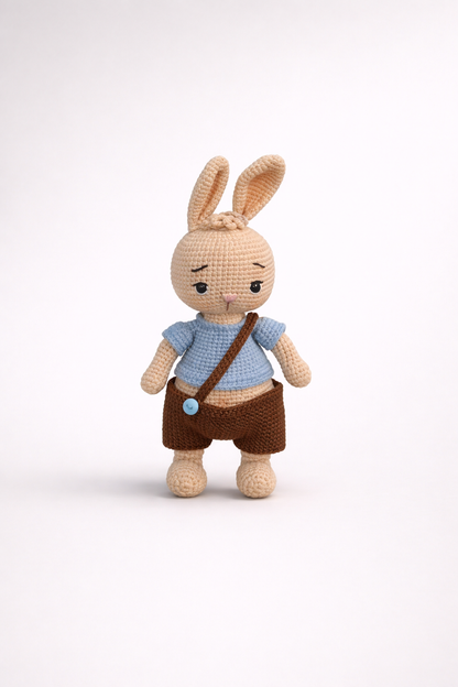 CROCHET BUNNY IN OVERALLS