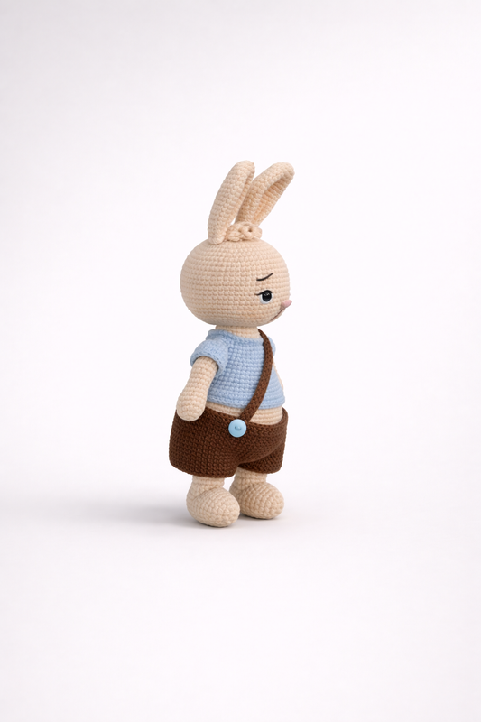 CROCHET BUNNY IN OVERALLS