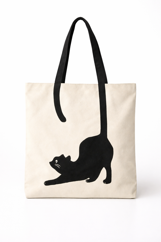 STRETCHING CAT TOTE BAG