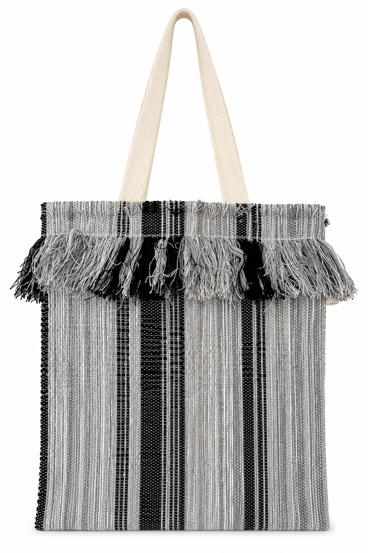 SAC FOURRE-TOUT RAYÉ NOIR ET GRIS